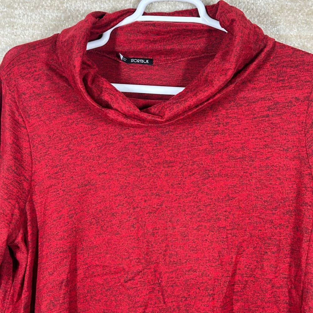 Storybuk Womens Dark Academia Cowl Neck Side Button Knit Top Red Marled 2XL